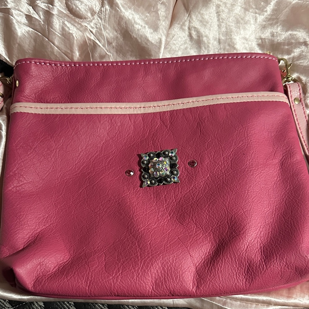 Chic Pink Embellished Crossbody